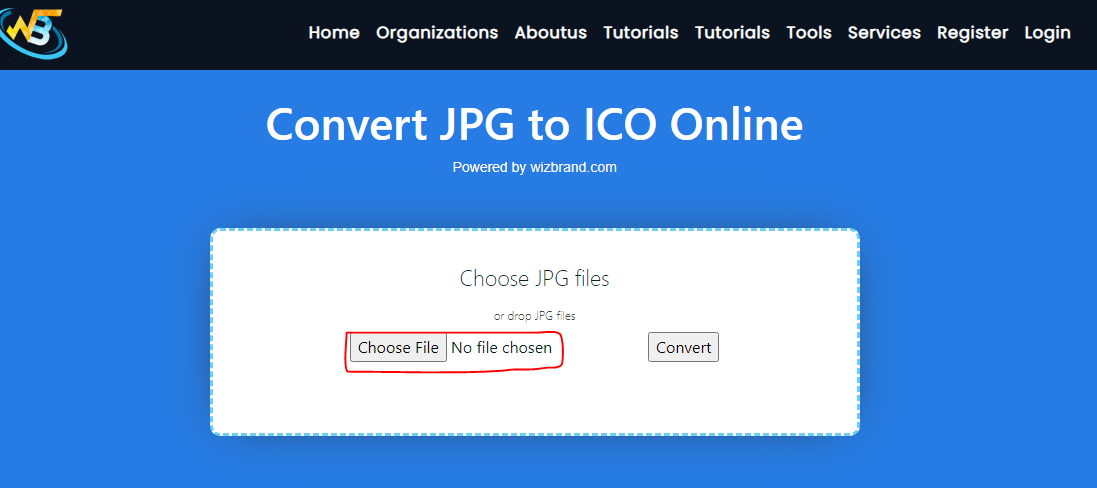 Online JPG to ICO Convert tool - WizBrand - airegistry